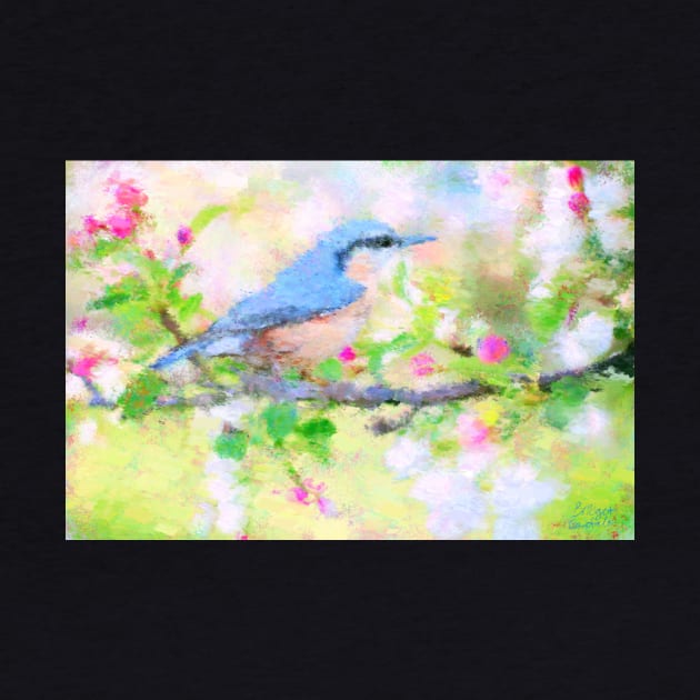 Bird on a Branch Impressionist Painting by BonBonBunny